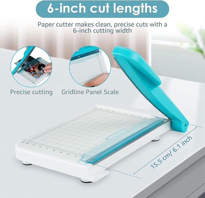 Small Paper Cutter 6 inch Cut Length, Non Slip Paper Trimmer Compact and - Image 6