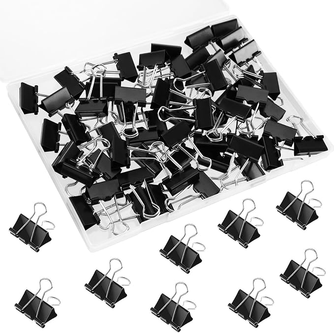SANNIX 42 PCS Binder Clips, 1 inch 25mm Binder Clips Black Paper Clamps Medium by SANNIX
