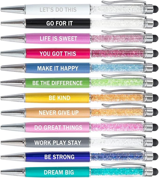 PASISIBICK 12 Pieces Crystal Stylus Employee Appreciation Pens, 2 in 1 by PASISIBICK