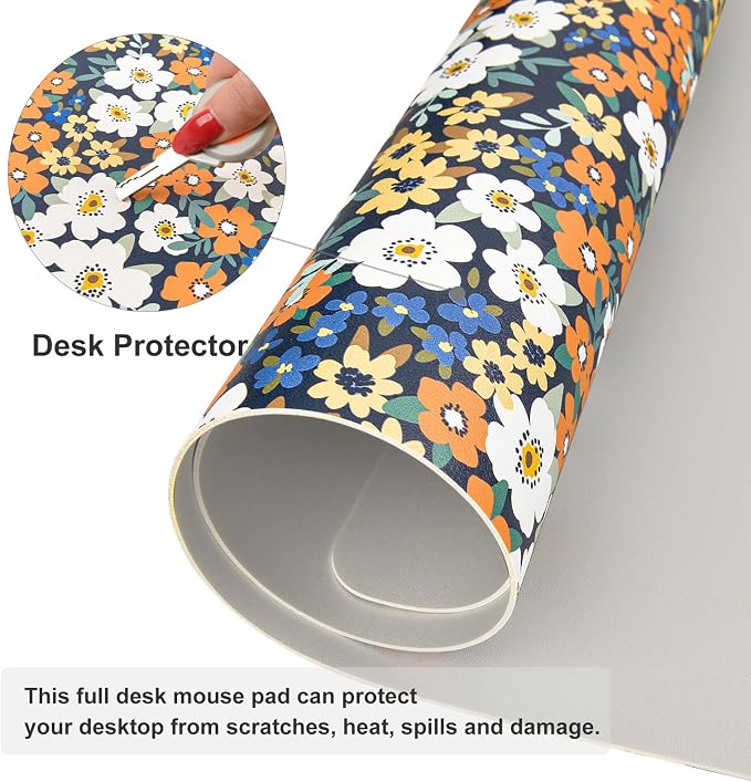 Colorful Star Large Mouse Pad, Floral Desk Mat Office Supplies, Waterproof Faux - Image 4