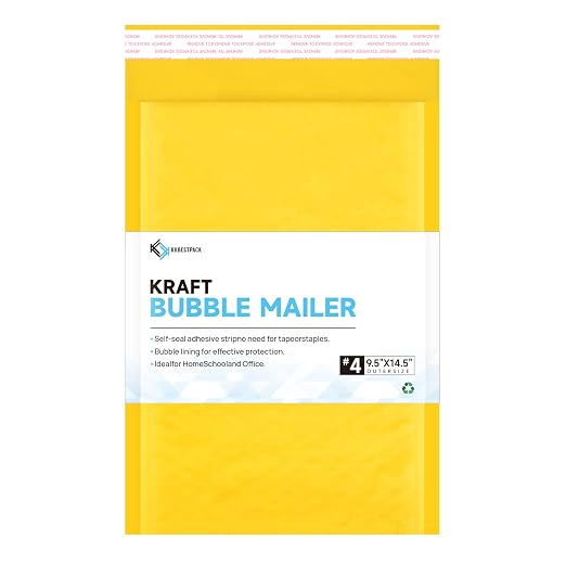 Kkbestpack Kraft Paper Bubble Mailers #4, 9.5x14.5 Inch Self-Seal Padded by KKBESTPACK