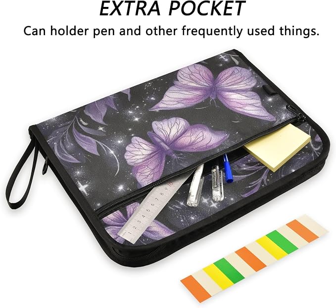 Purple Butterflies Accordion File Organizer Expanding Document Folder - Image 2