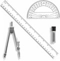Protractor and Compass Set Plastic 12in Ruler Measuring Tool by Unknown