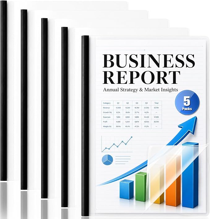 Report Covers with Sliding Bar 5 Packs Clear Report Covers Presentation Folders by ysuwekslu
