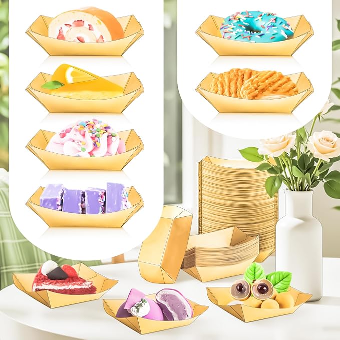 400Pack 1/2Lb Paper Food Boat Trays Disposable Small Paper Boats Plates - Image 6