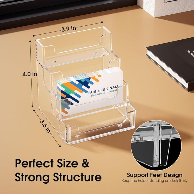 MaxGear Acrylic Business Card Holder, 320 Cards Capacity, 4 Pocket, 4 Pack | - Image 3