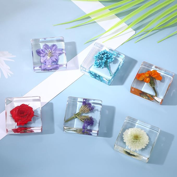 6Pcs Pressed Flower Paper Weights, Real Flower Resin Crafts, Pattern Weights - Image 5