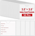 52 Pcs 3.5" x 3.5" Self Adhesive Index Card Pockets Label Pockets by BESARME