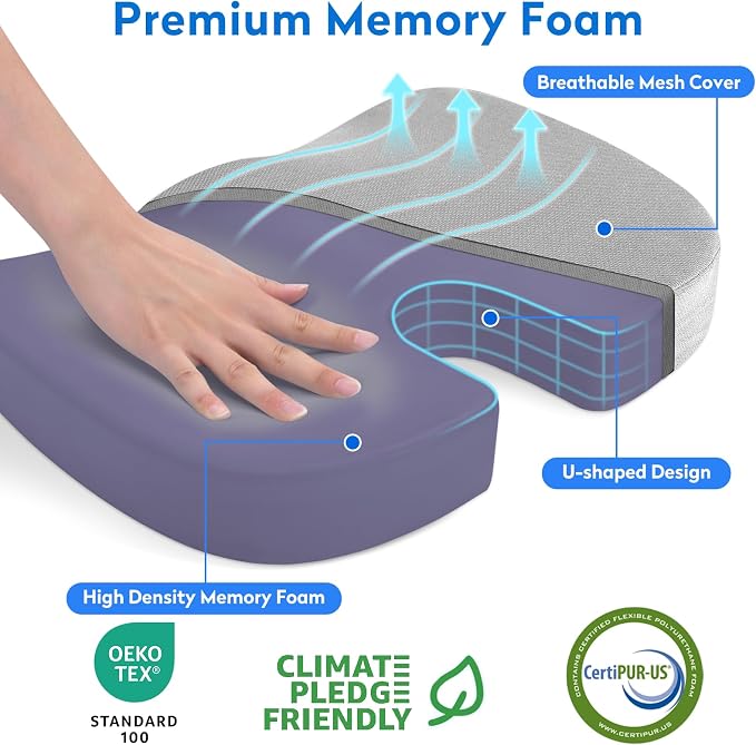 XXL Seat Cushion Office Car Seat Cushion, Memory Foam Cushion - Image 2