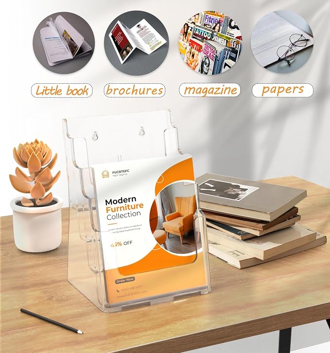 FUCDTEFC 2 Pack Acrylic Brochure Holder 8.5x11 & 4 x9 Inches, Literature - Image 8