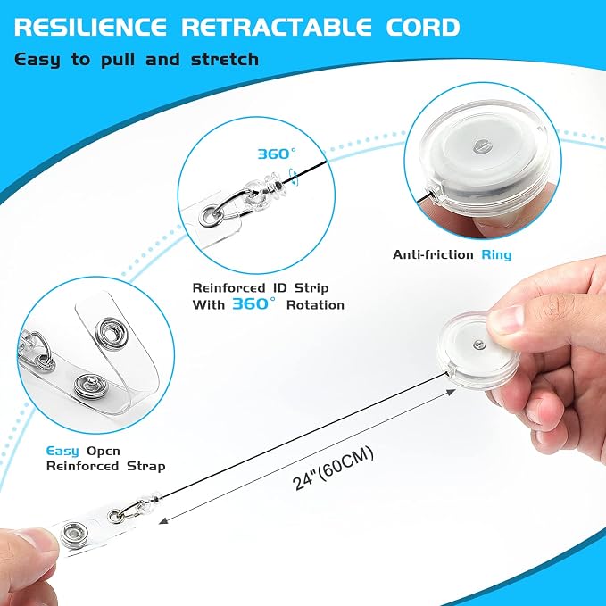 25 Pack Badge Reels Retractable - Image 4