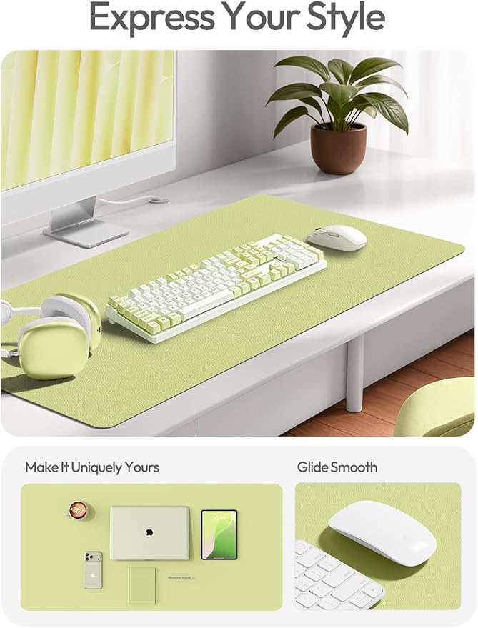 YSAGi Leather Desk Protector, Office Mat, Large Mouse Mat, Non-Slip PU Leather - Image 2