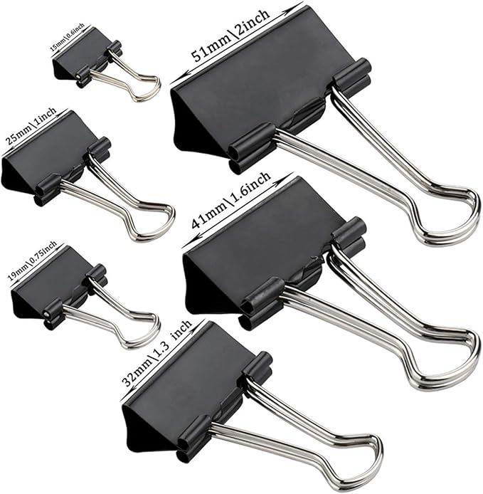 Binder Clips Paper Clamps Assorted Sizes 200 Count, Mini and Micro, 6 Sizes - Image 3