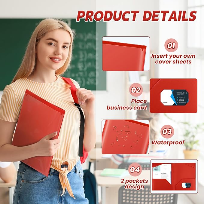 Henoyso 18 Pack Red Plastic Folders - Image 3