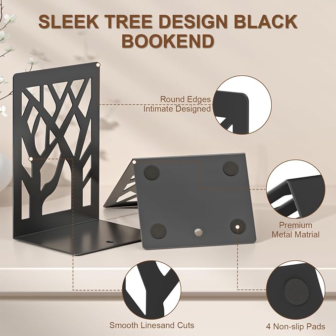 VFINE 6-Piece Modern Metal Bookends - Image 4