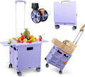 FELICON SELORSS Folding Utility Cart Portable Rolling Crate Handcart-Purple | by FELICON