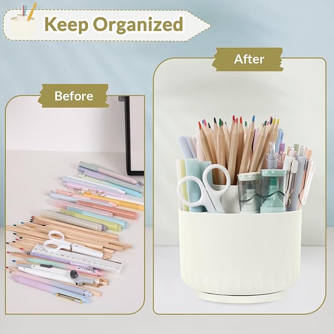SKYDUE 360 Degree Rotating Desk Organizer, Small Dual-Purpose Pencil Pen Holder - Image 5