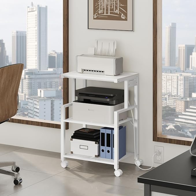 MAHANCRIS Mobile Printer Stand, 3-Tier Industrial Printer Cart - Image 2