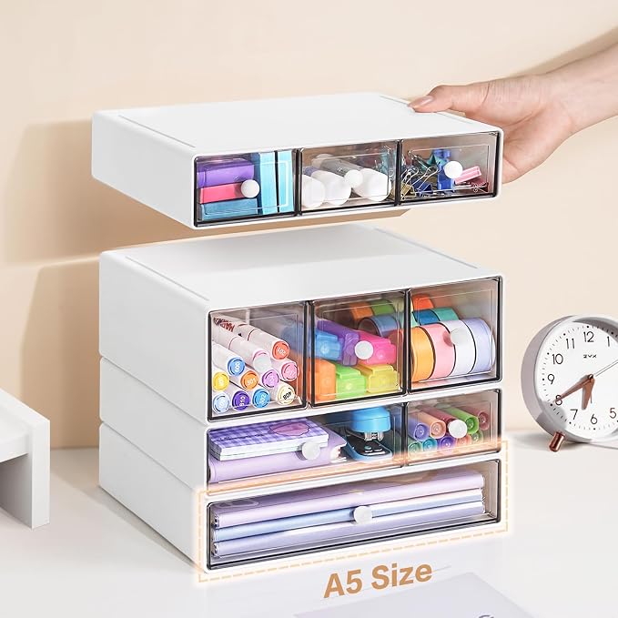 Desk Storage Organizer with 9 Drawers, 4 Tiers Stackable Desktop Craft Storage - Image 2