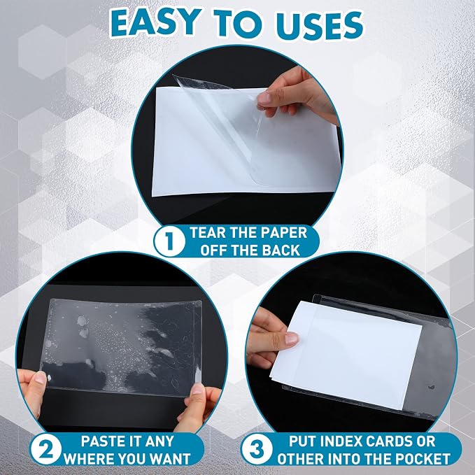 Outus 60 Pcs Self Adhesive Shop Ticket Holders Clear Plastic Sleeves Adhesive - Image 4