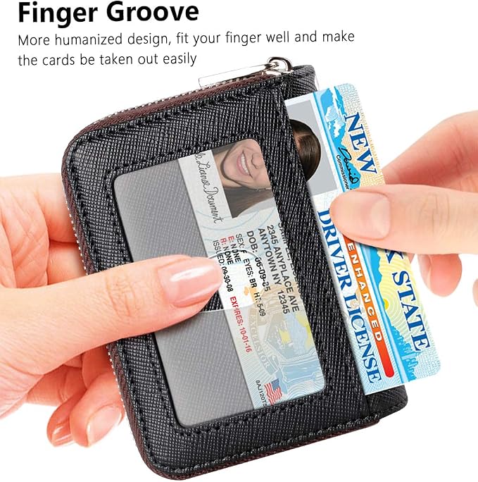 FurArt Zipper Wallet Women, RFID Blocking Credit Card Wallet, Business Card - Image 2