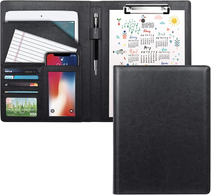 Business Portfolio Folder for Men Women, Padfolio Cover, by WAVEYU