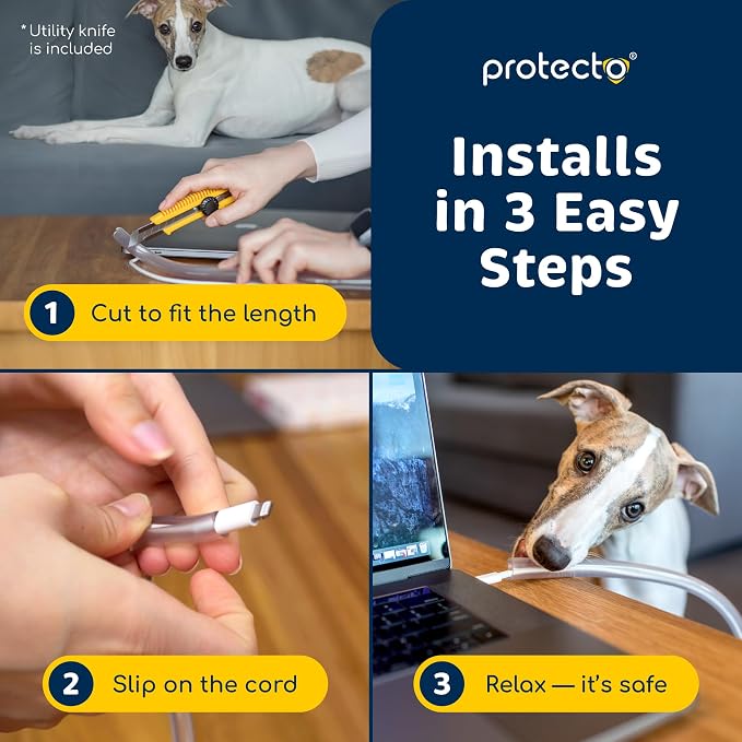 PROTECTO Heavy Duty Cord Protectors from Pets No Chew Solution, 7ft Easy to Use - Image 7