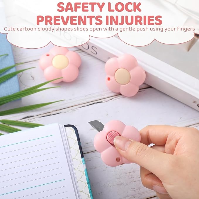 Honoson 8 Pack Mini Box Cutter Retractable Utility Knife Flower Portable Letter - Image 5