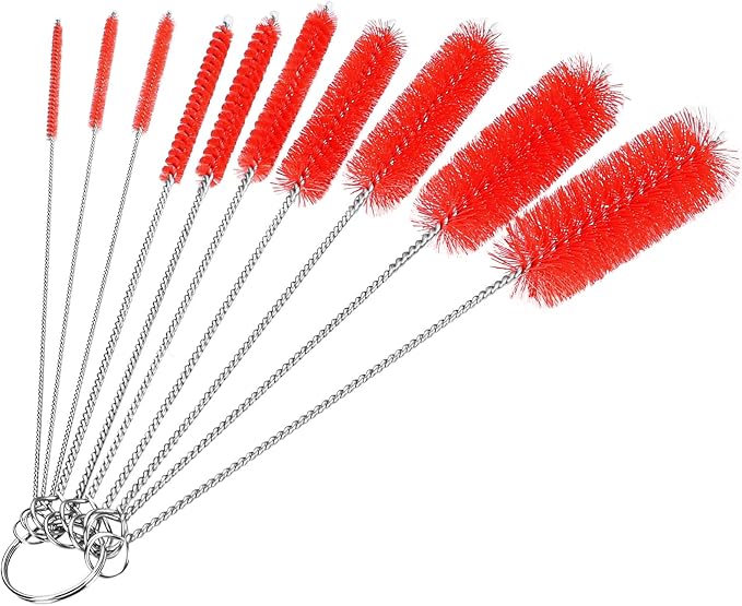 CiaraQ Bottle Cleaning Brushes, 8 Inch Nylon Tube Brush Set | Red Cleaner by CiaraQ