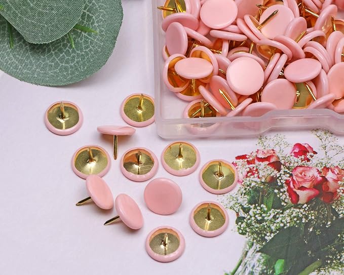 Tupalizy 120PCS Flat Plastic Round Head Map Thumb Tacks Push Pins - Image 2