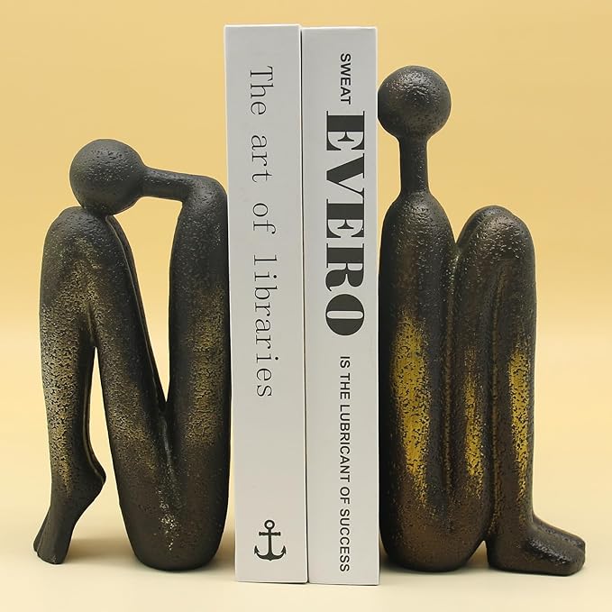 Lukitas Thinker Decorative Bookends, Non-Slip Book Holder, Book Ends - Image 2