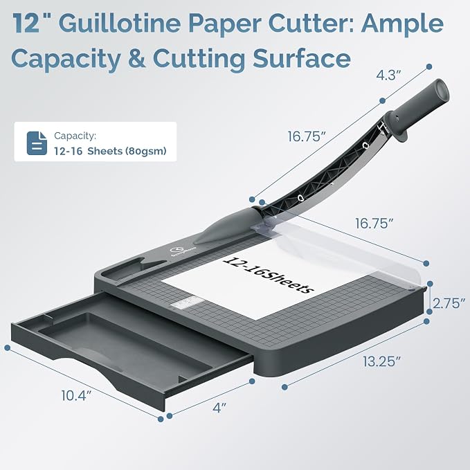 12 Inch Guillotine Paper Cutter, Heavy Duty Paper Cutter & Paper Trimmer - Image 4