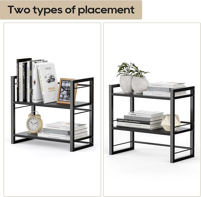 Office Desk Shelf Organizer, Wood Desktop Bookshelf Supplies Storage Rack - Image 7