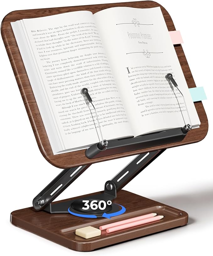 Viozon Book Stand for Reading, Book Holder 360° Rotating Base by viozon