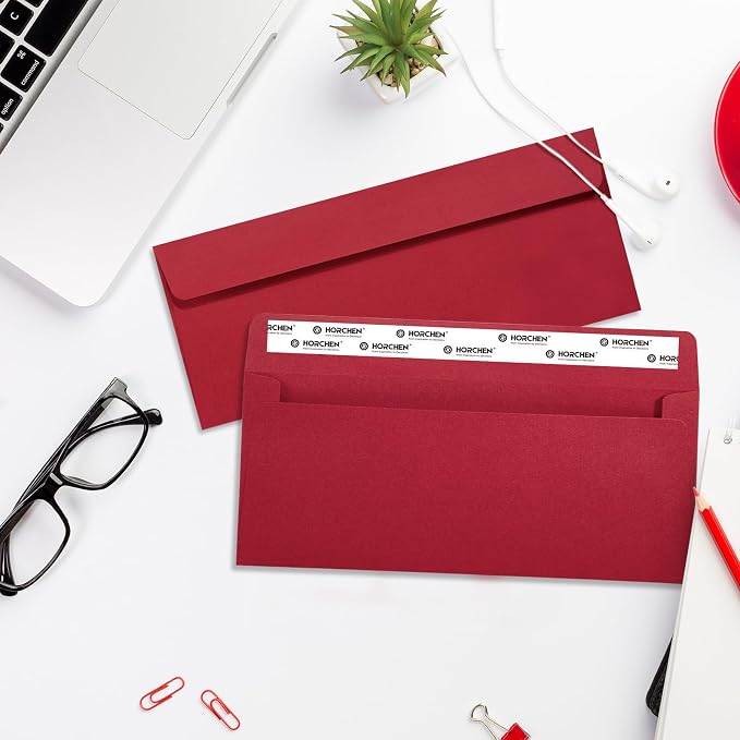 Red #10 Envelopes 100 Count Self Seal Envelopes Red - Image 6