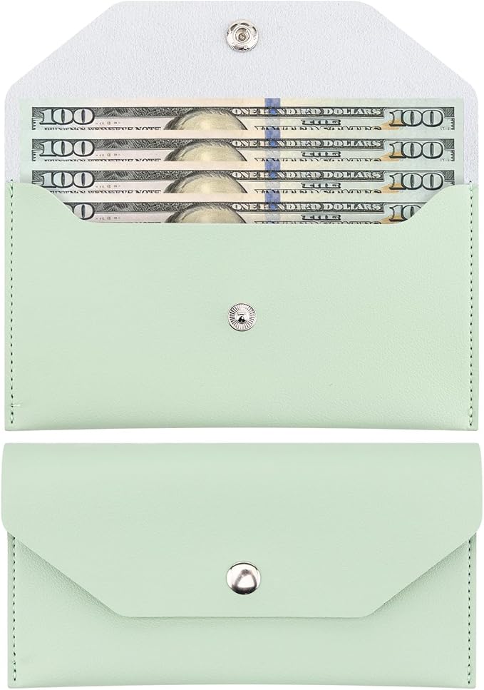 1 Pieces Money Saving Binder, Light Green PU Leather Cash Envelopes Cash Wallet by Unknown