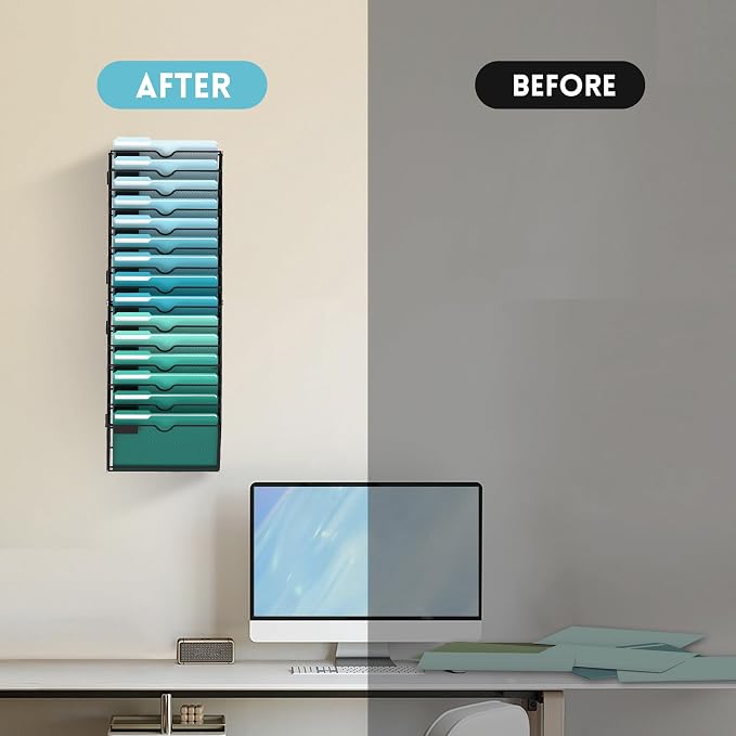 SUPEASY 15-Tier Wall File Organizer, Hanging Wall Files - Image 7