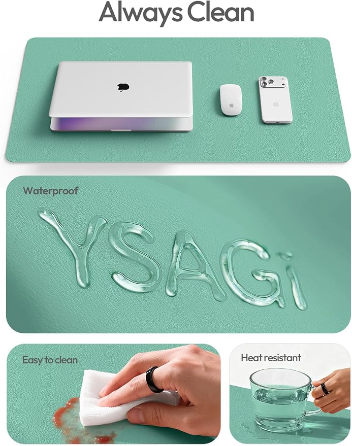 YSAGi Leather Desk Pad Protector, Office Desk Mat, Large Mouse Pad, Non-Slip PU - Image 8