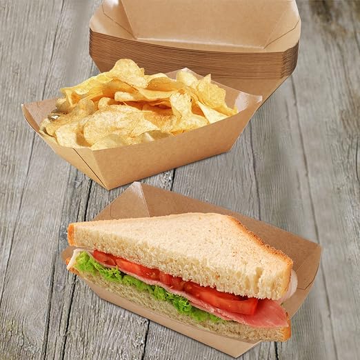DEAYOU 250 Pack Paper Food Boats, 2 LB Kraft Food Trays Disposable, Grease - Image 8