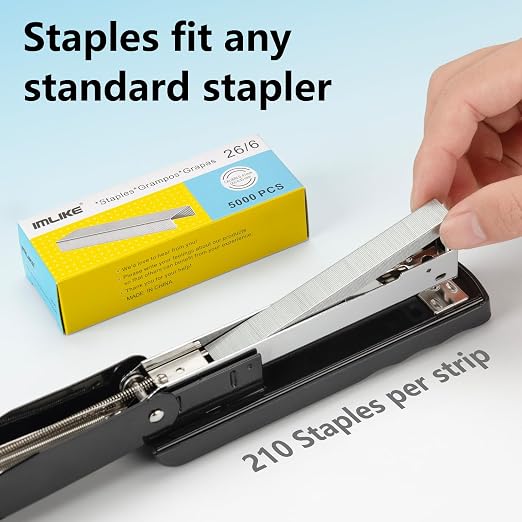 IMLIKE 26/6 Standard Staples 1/4"-10 Boxes, Chisel Point, - Image 3