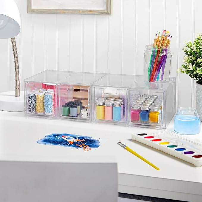 STORi Stackable Desk Organizer drawers, 4 Tall Drawers - Image 8