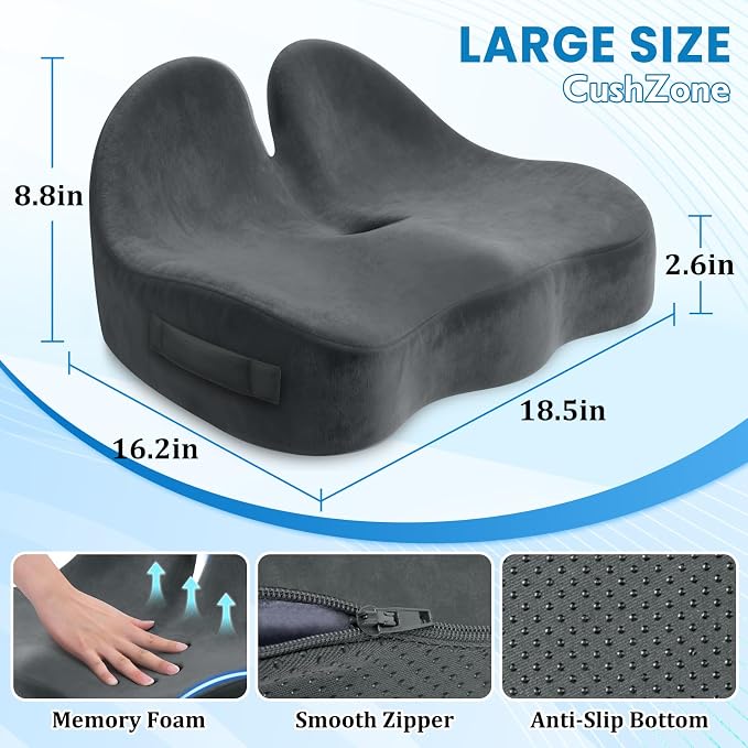 CushZone Seat Cushion, Memory Foam Office Chair Seat Cushion - Image 7
