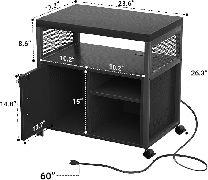 Unikito Lateral File Cabinet, Locking Office Printer Stand - Image 3