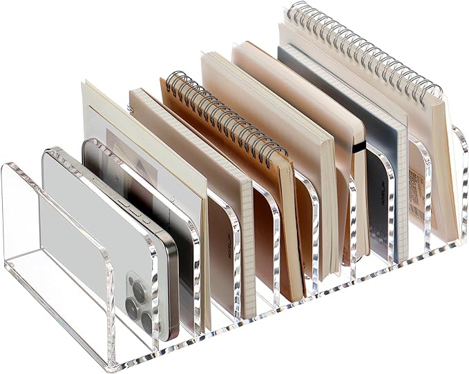 SANRUI Clear Desk Mail Organizer, 9 Compartments Acrylic Office Document Sorter by SANRUI