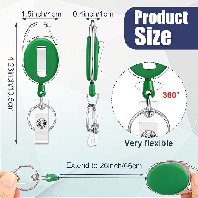 Honoson 50 Pcs Heavy Duty Retractable Badge Reels Batch ID Badge Holder - Image 2