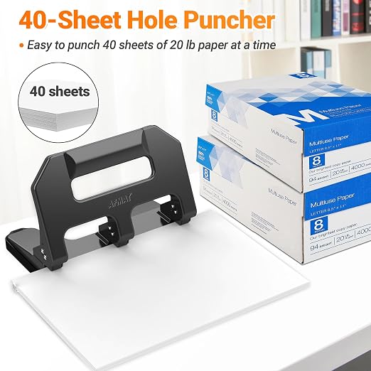 AFMAT Heavy Duty 3 Hole Punch, 3 Hole Puncher - Image 2