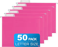 50 Packs Hanging File Folders Pink, Letter Size 8.5x11, Hanging File Folders by Unknown