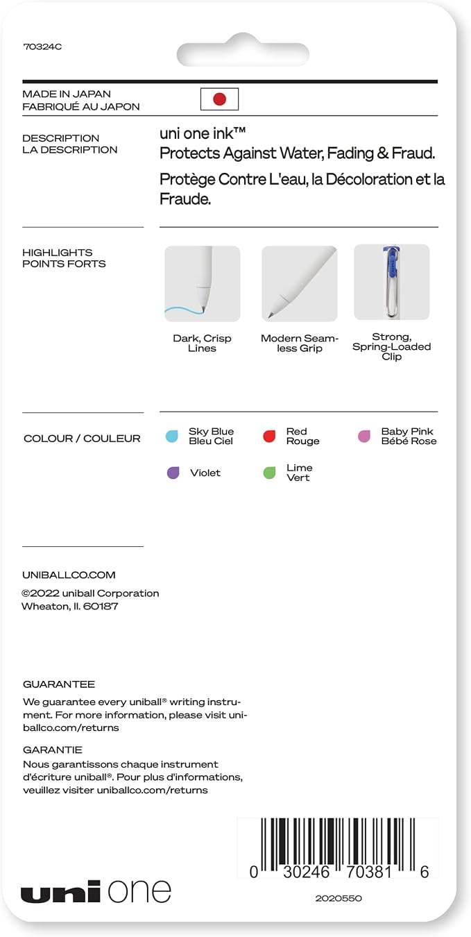 uni-ball one Retractable Gel Pens, Medium Point, 5 Pack - Image 2