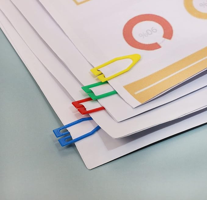 Tupalizy 50PCS Plastic Paper Clips Bookmarks Smooth Colored Paperclip Clamp - Image 5
