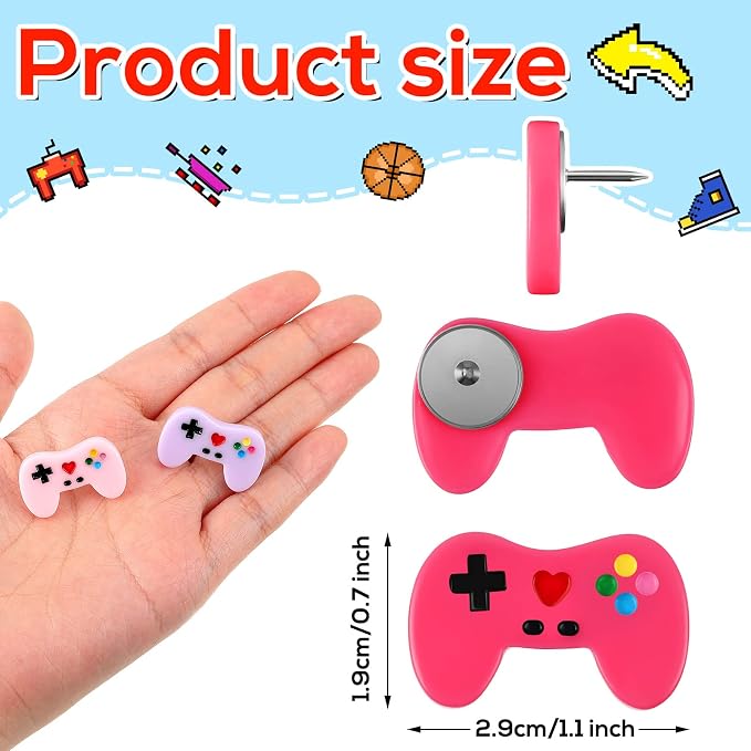 24 Pcs Fun Push Pins for Cork Board Video Game Controller Corkboard Thumb Tacks - Image 2